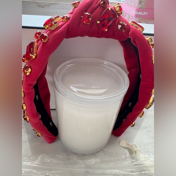 Lele Sadoughi Rectangle Crystal Knotted Headband-Birthstone Collection! Ruby Red - Picture 3 of 4